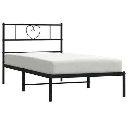 vidaXL Metal Bed Frame without Mattress with Headboard Black 100x190cm 3