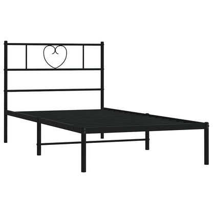 vidaXL Metal Bed Frame without Mattress with Headboard Black 100x190cm 5