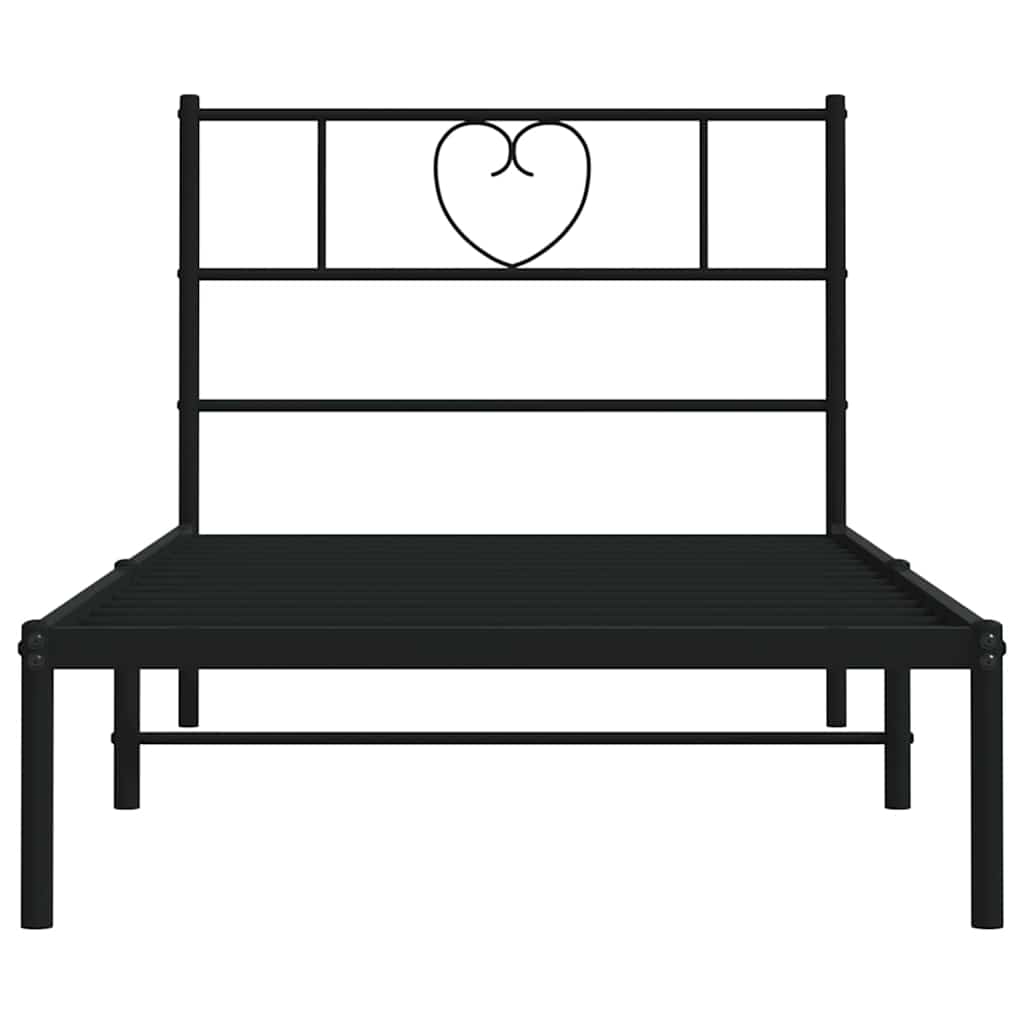 vidaXL Metal Bed Frame without Mattress with Headboard Black 100x190cm 6