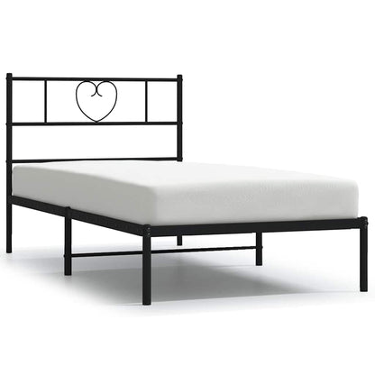 vidaXL Metal Bed Frame without Mattress with Headboard Black 100x200cm 2