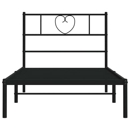 vidaXL Metal Bed Frame without Mattress with Headboard Black 100x200cm 6