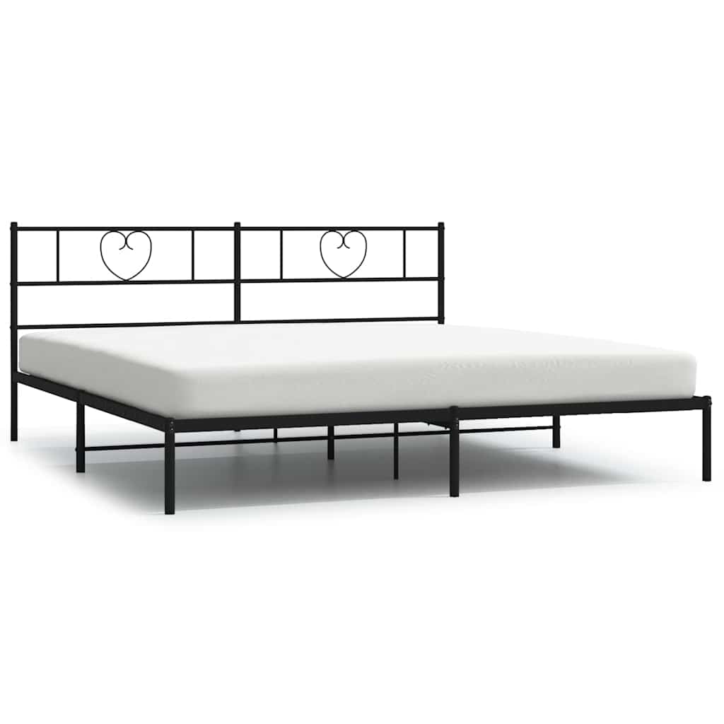 vidaXL Metal Bed Frame without Mattress with Headboard Black 183x213cm 2