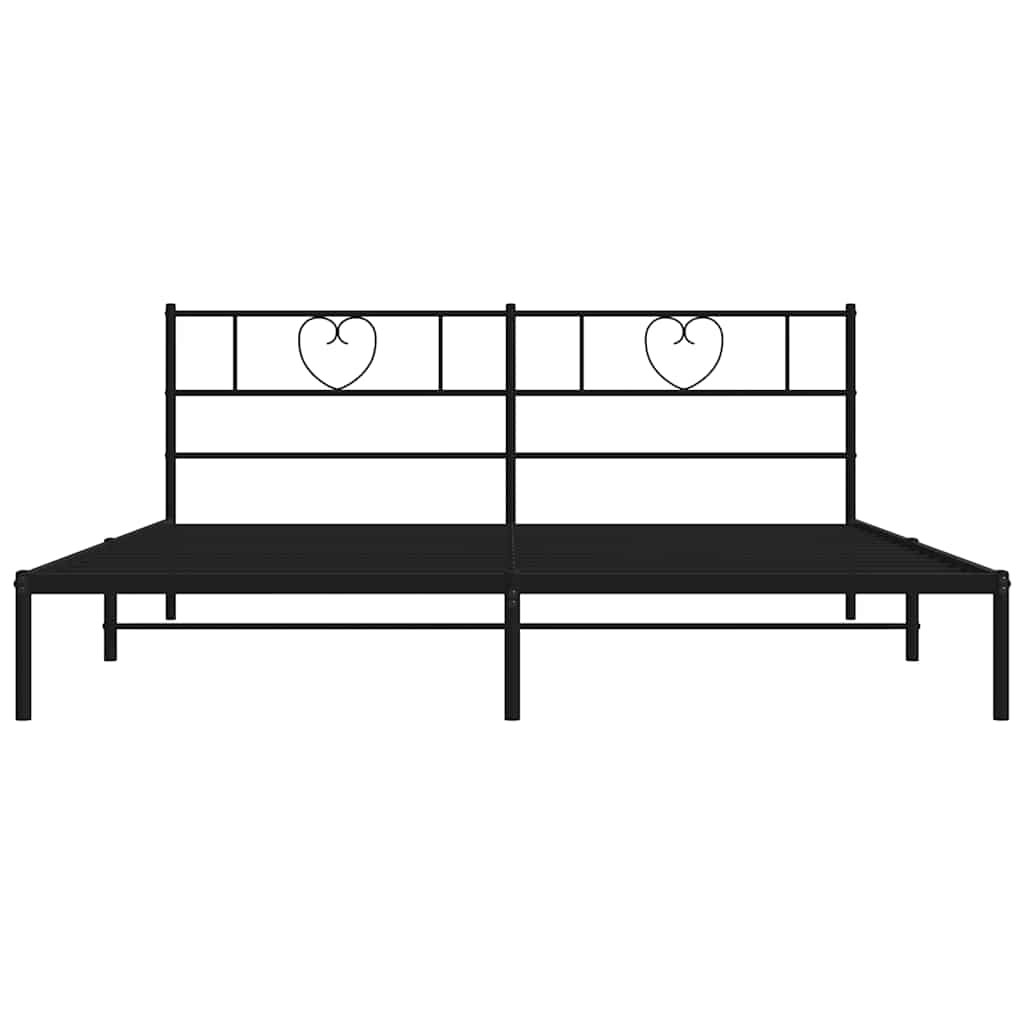 vidaXL Metal Bed Frame without Mattress with Headboard Black 183x213cm 6