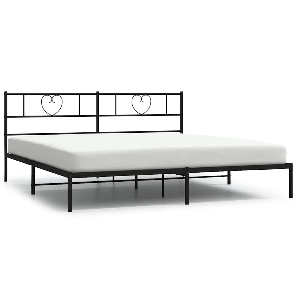 vidaXL Metal Bed Frame without Mattress with Headboard Black 193x203cm 2
