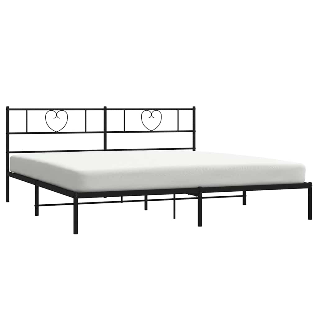 vidaXL Metal Bed Frame without Mattress with Headboard Black 193x203cm 3