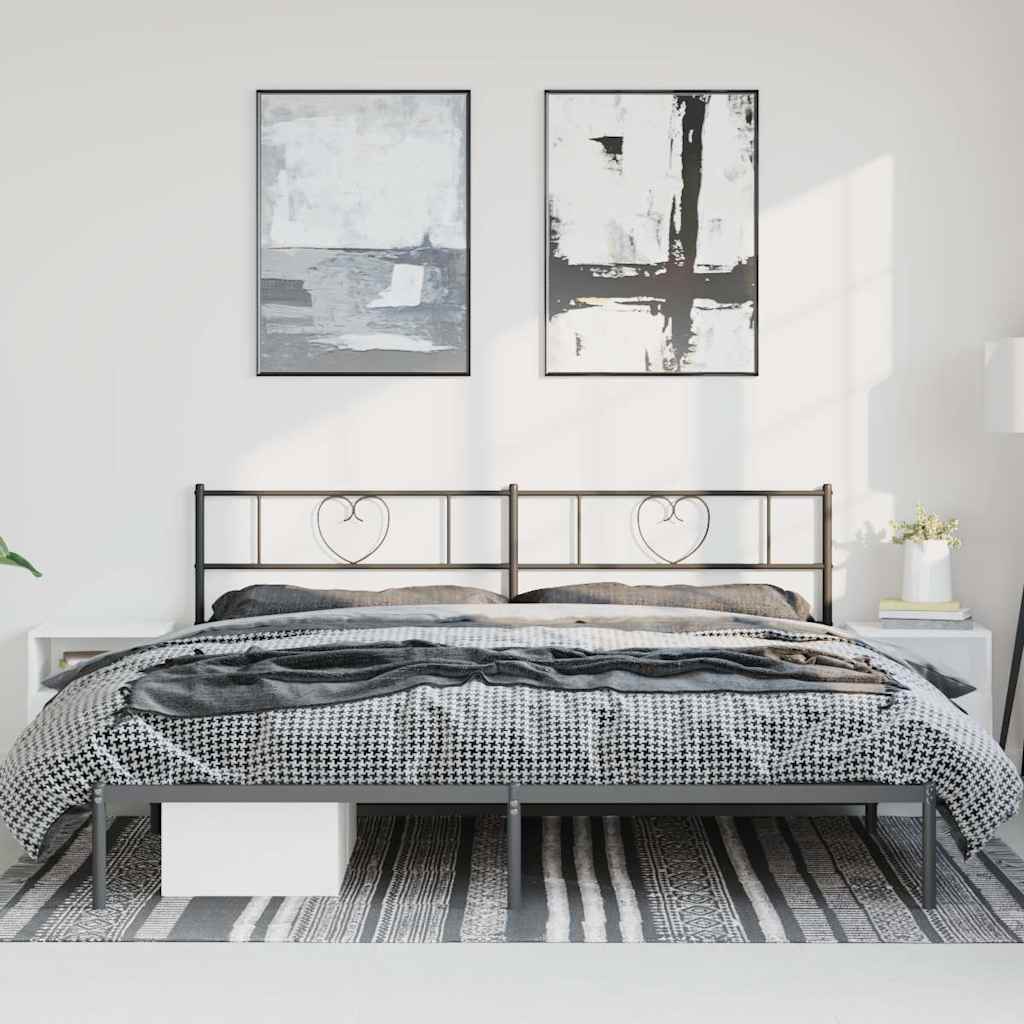 vidaXL Metal Bed Frame without Mattress with Headboard Black 193x203cm 4