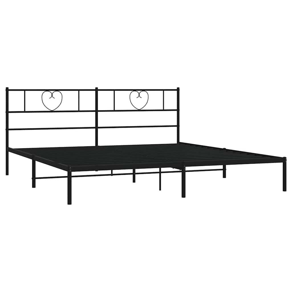 vidaXL Metal Bed Frame without Mattress with Headboard Black 193x203cm 5