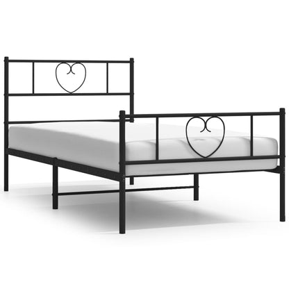 vidaXL Metal Bed Frame without Mattress with Footboard Black 75x190cm 2