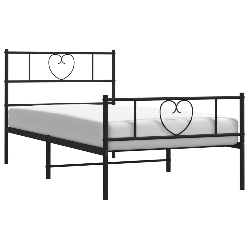 vidaXL Metal Bed Frame without Mattress with Footboard Black 75x190cm 3