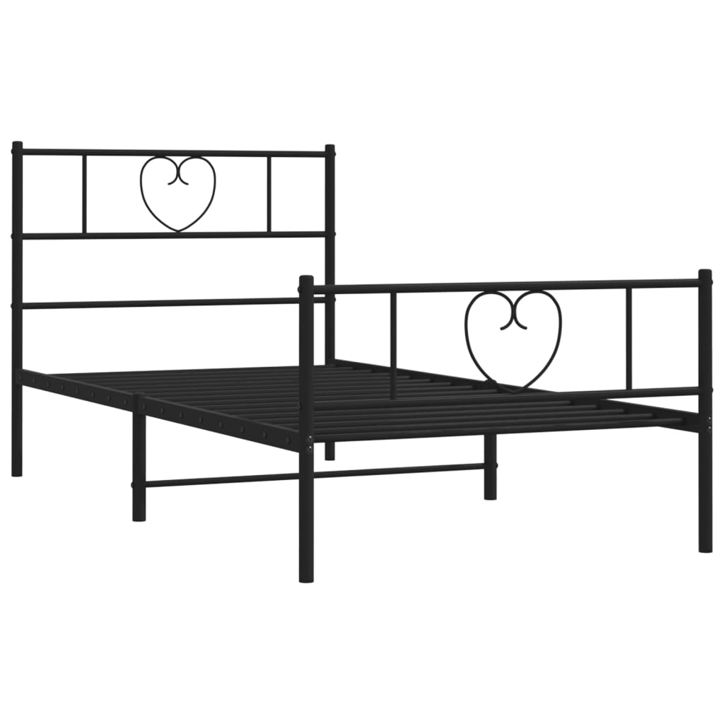 vidaXL Metal Bed Frame without Mattress with Footboard Black 75x190cm 4