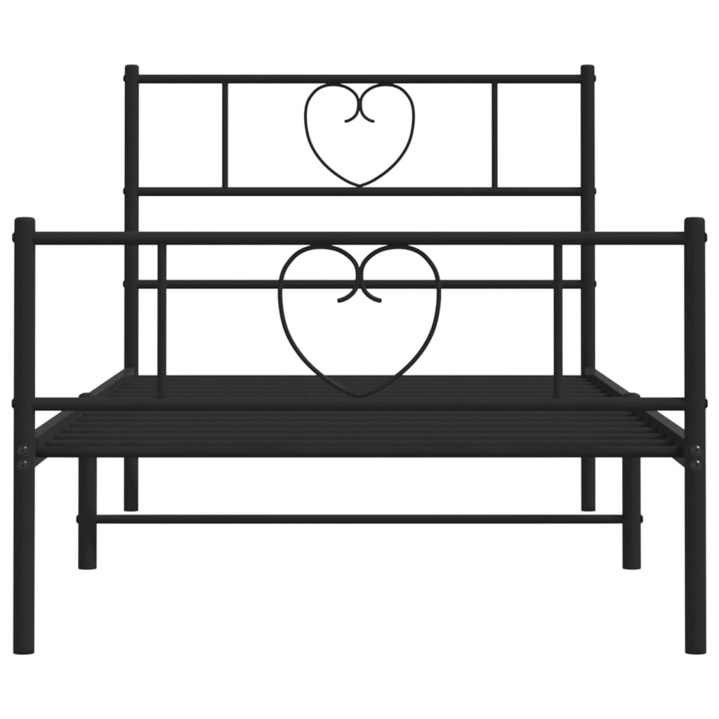 vidaXL Metal Bed Frame without Mattress with Footboard Black 75x190cm 5