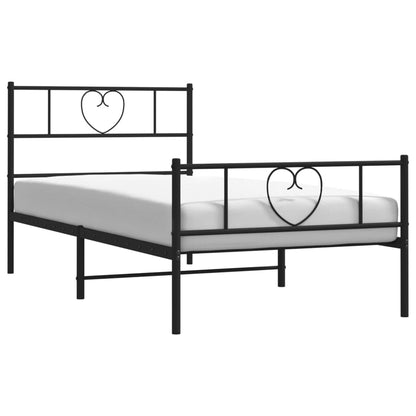 vidaXL Metal Bed Frame without Mattress with Footboard Black 90x190cm 3