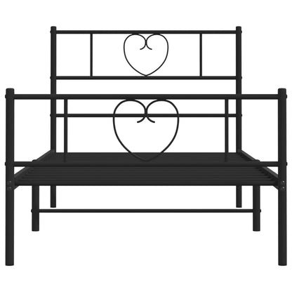 vidaXL Metal Bed Frame without Mattress with Footboard Black 90x190cm 5