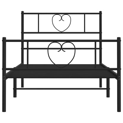 vidaXL Metal Bed Frame without Mattress with Footboard Black 100x190cm 6