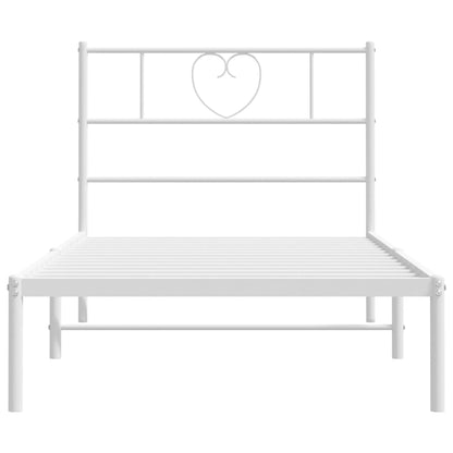 vidaXL Metal Bed Frame without Mattress with Headboard White 90x200cm 4