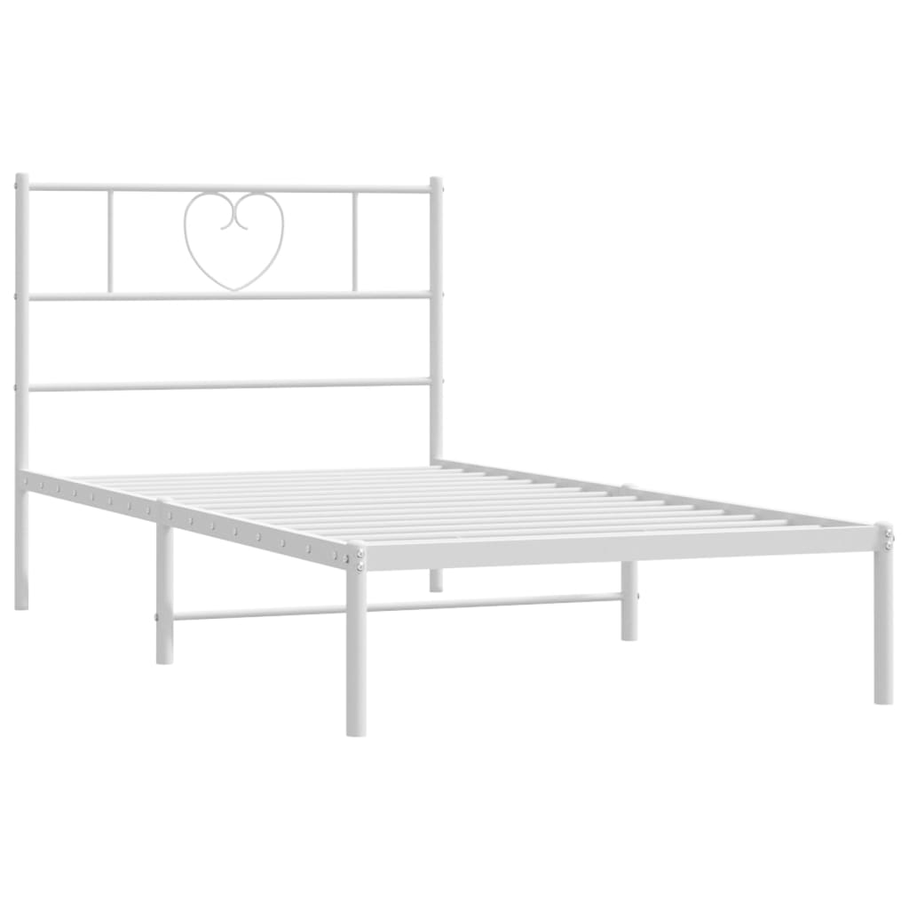 vidaXL Metal Bed Frame without Mattress with Headboard White 90x200cm 5