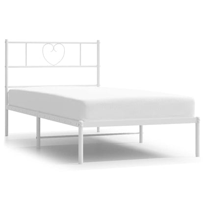 vidaXL Metal Bed Frame without Mattress with Headboard White 100x190cm 2