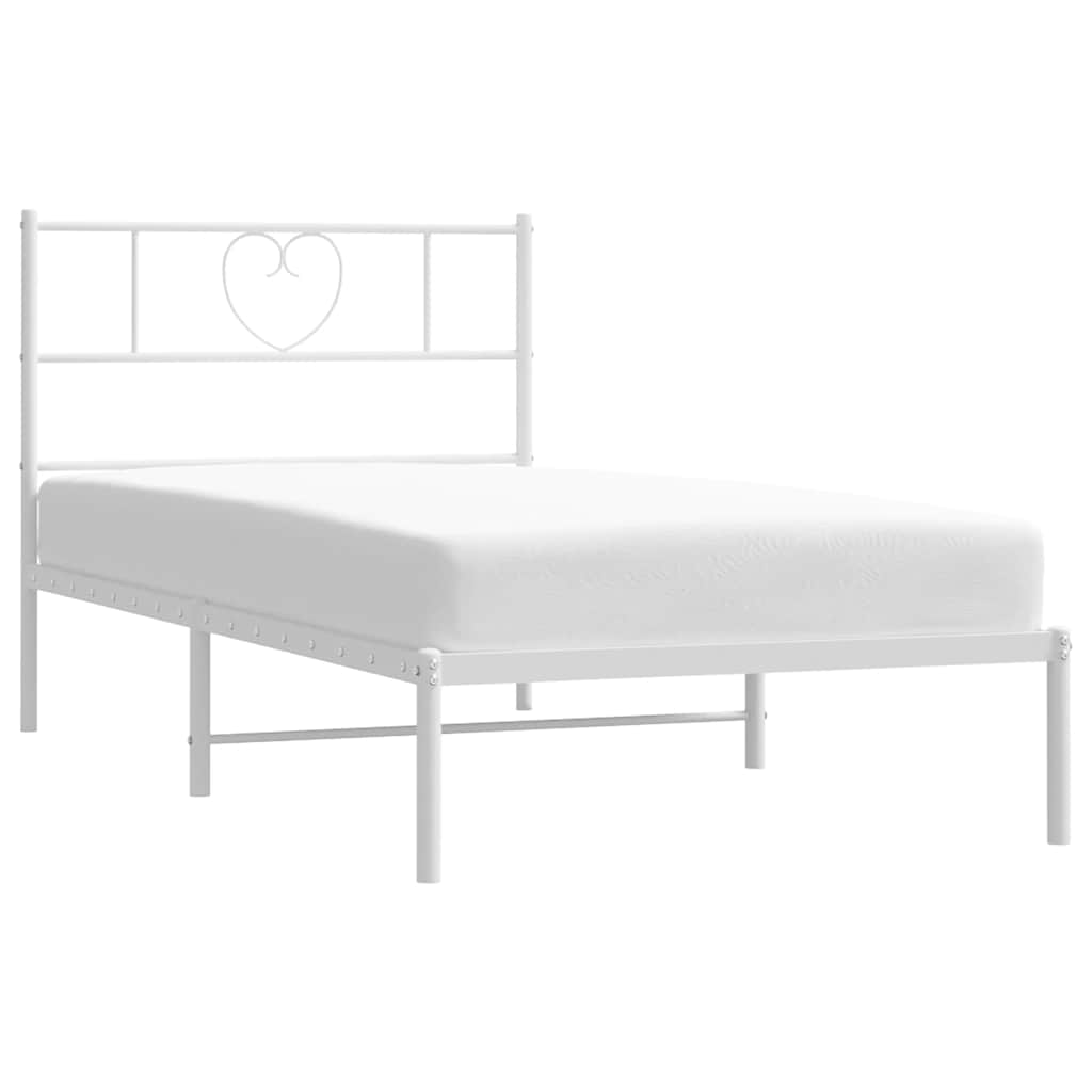 vidaXL Metal Bed Frame without Mattress with Headboard White 100x190cm 3