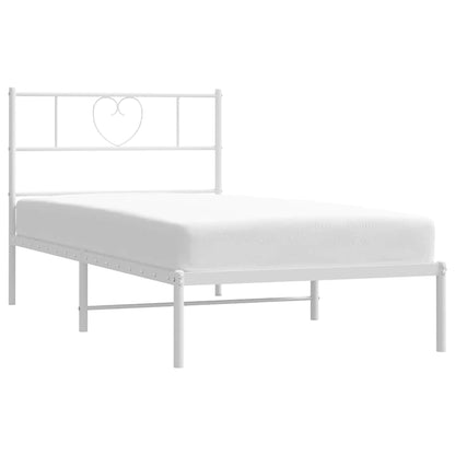 vidaXL Metal Bed Frame without Mattress with Headboard White 100x190cm 3