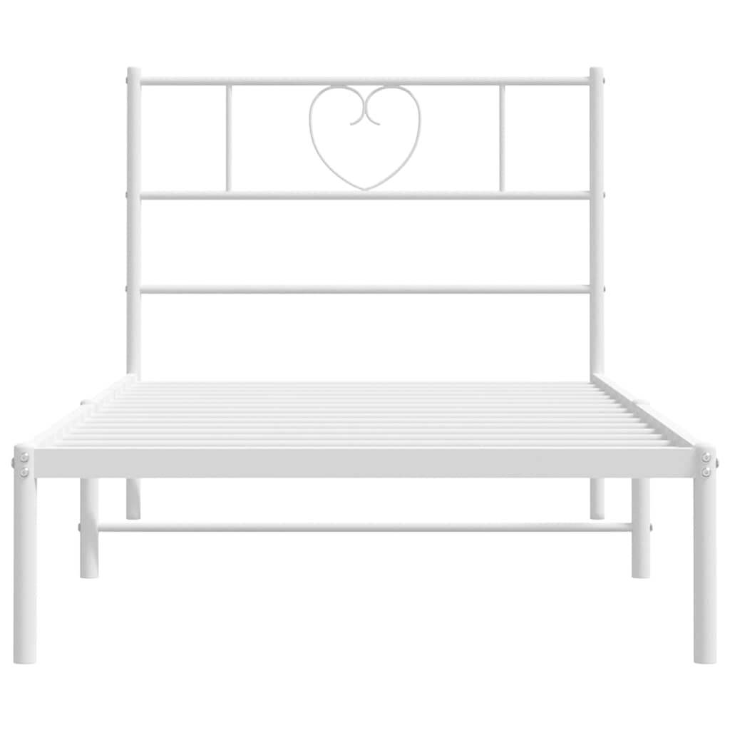 vidaXL Metal Bed Frame without Mattress with Headboard White 100x200cm 5