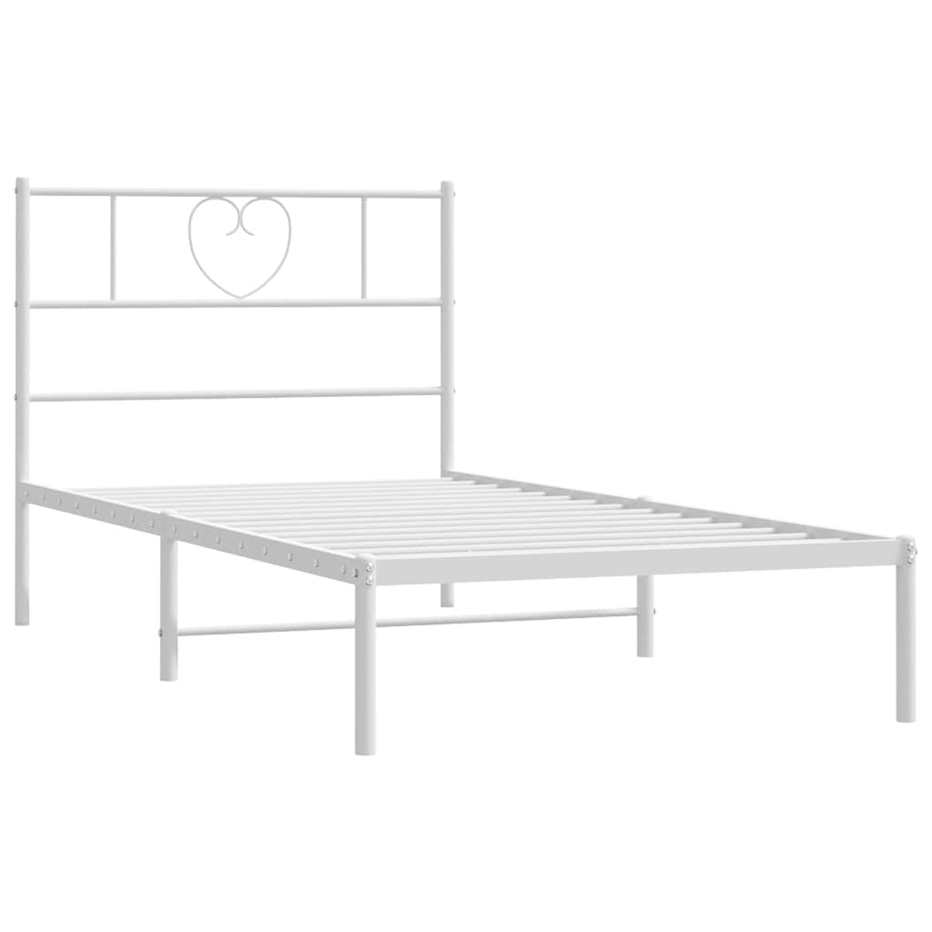 vidaXL Metal Bed Frame without Mattress with Headboard White 100x200cm 6