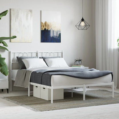 vidaXL Metal Bed Frame without Mattress With headboard White
