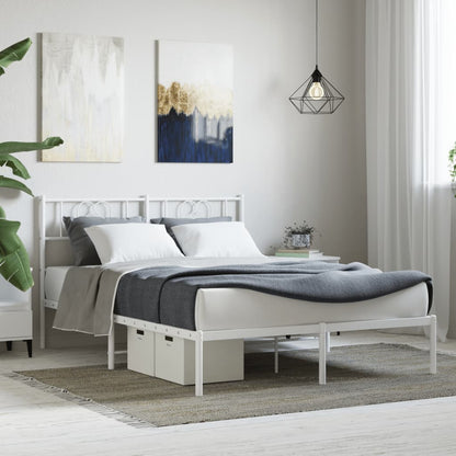 vidaXL Metal Bed Frame without Mattress With headboard White