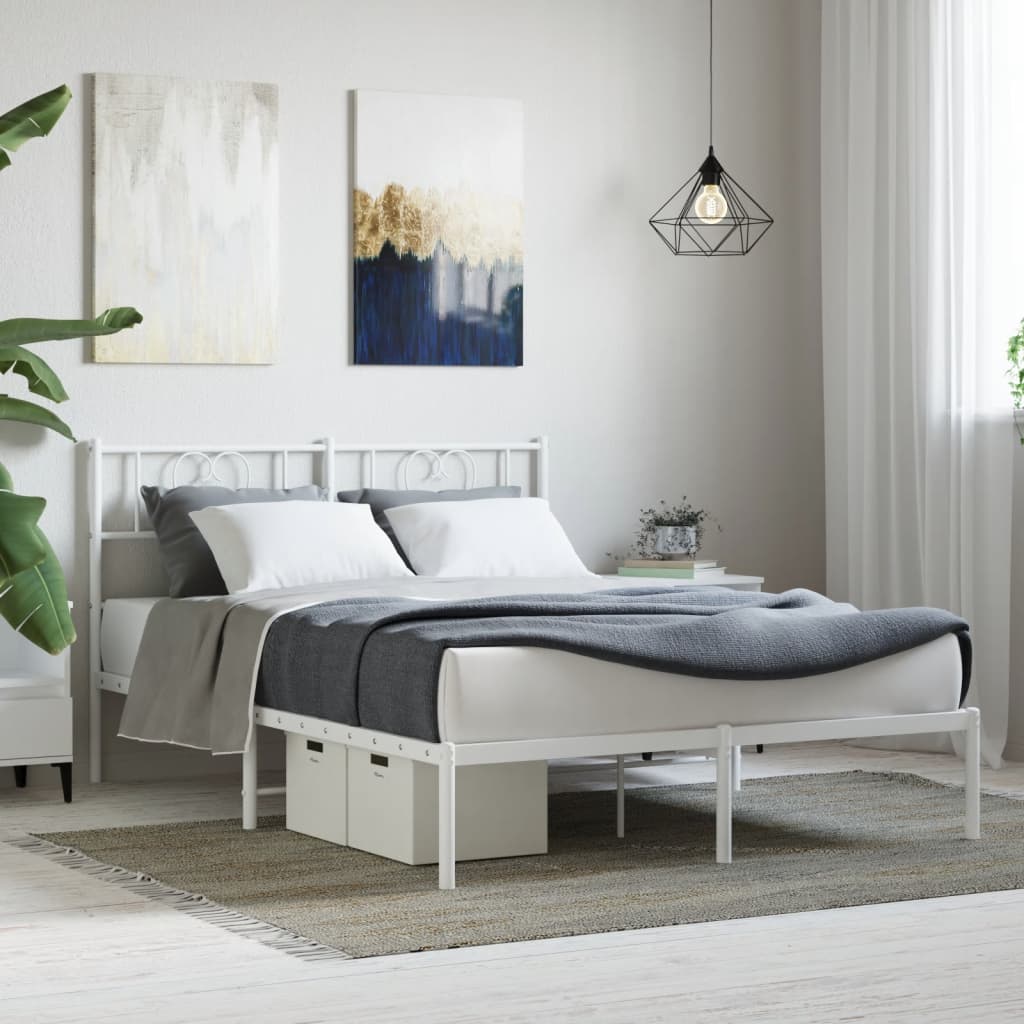 vidaXL Metal Bed Frame without Mattress With headboard White