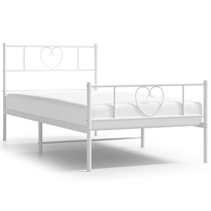 vidaXL Metal Bed Frame without Mattress with Footboard White 90x190cm 2