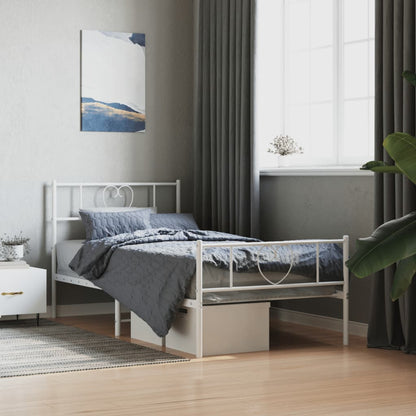 vidaXL Metal Bed Frame without Mattress with Footboard White 90x190cm 1
