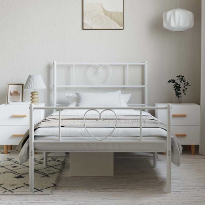 vidaXL Metal Bed Frame without Mattress with Footboard White 100x190cm 4