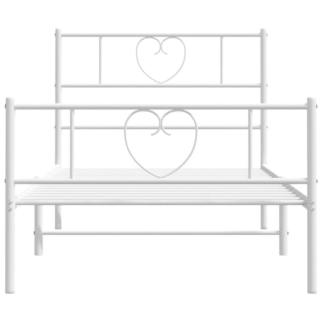 vidaXL Metal Bed Frame without Mattress with Footboard White 107x203cm 4