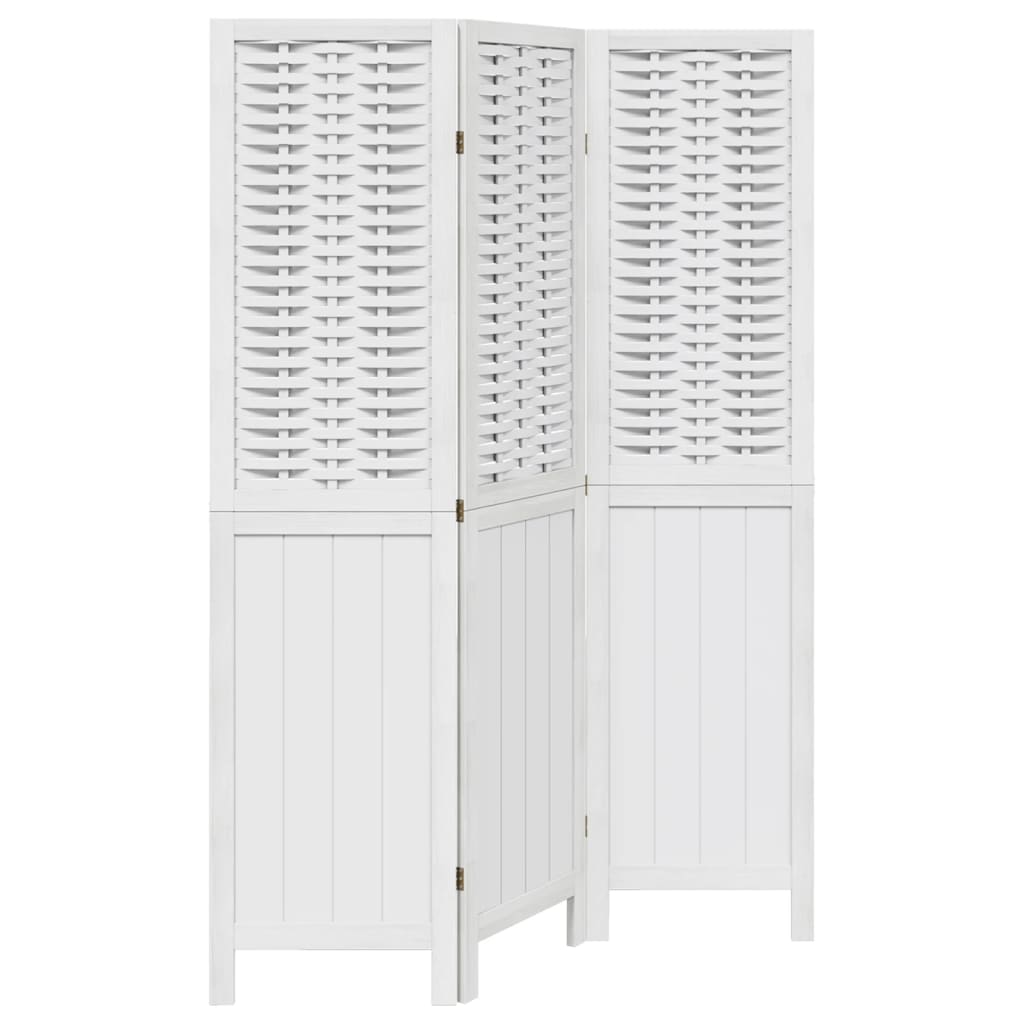 vidaXL Room Divider 3 Panels White Solid Wood Paulownia 2