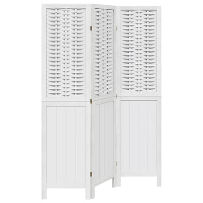 vidaXL Room Divider 3 Panels White Solid Wood Paulownia 2