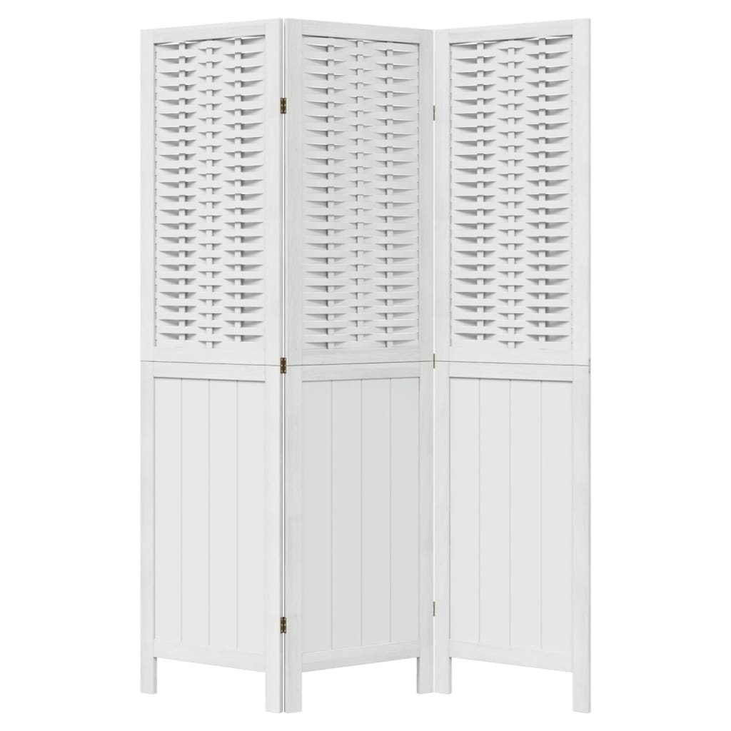 vidaXL Room Divider 3 Panels White Solid Wood Paulownia 4