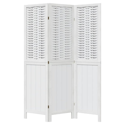 vidaXL Room Divider 3 Panels White Solid Wood Paulownia 4