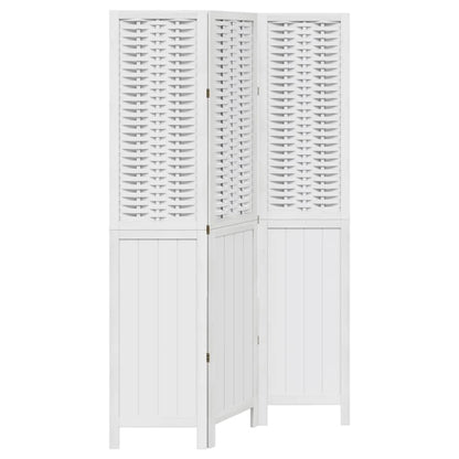 vidaXL Room Divider 3 Panels White Solid Wood Paulownia 2