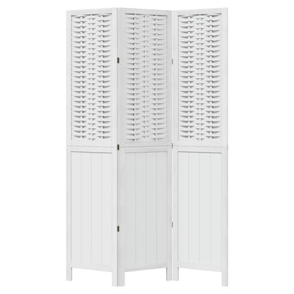 vidaXL Room Divider 3 Panels White Solid Wood Paulownia 4