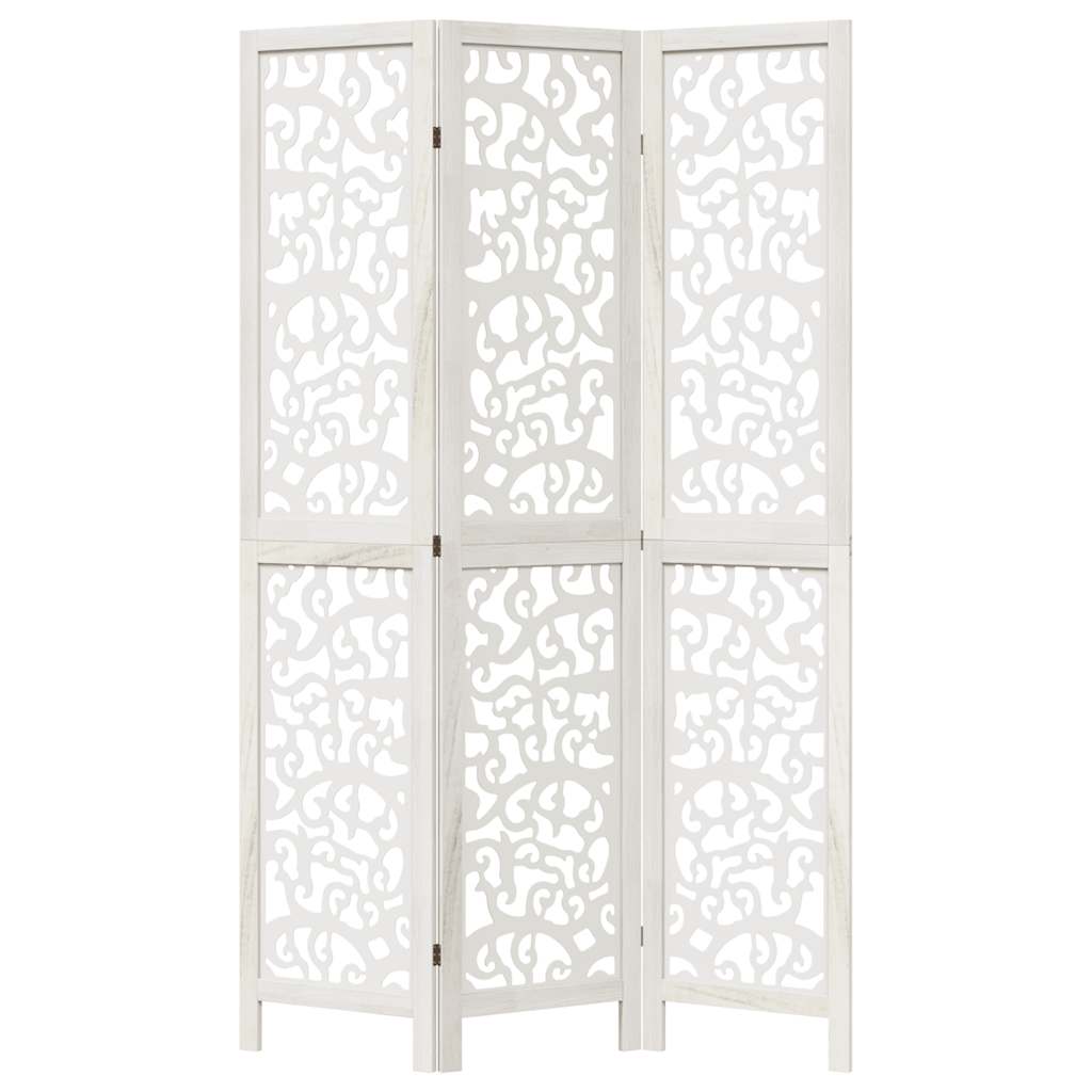 vidaXL Room Divider 3 Panels White Solid Wood Paulownia 4