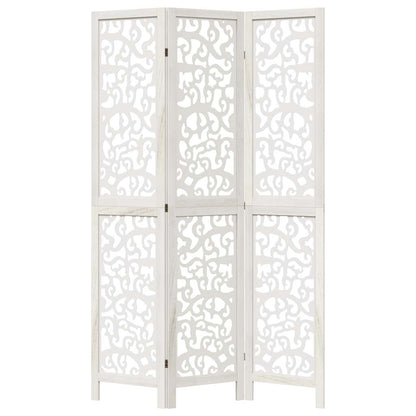 vidaXL Room Divider 3 Panels White Solid Wood Paulownia 4