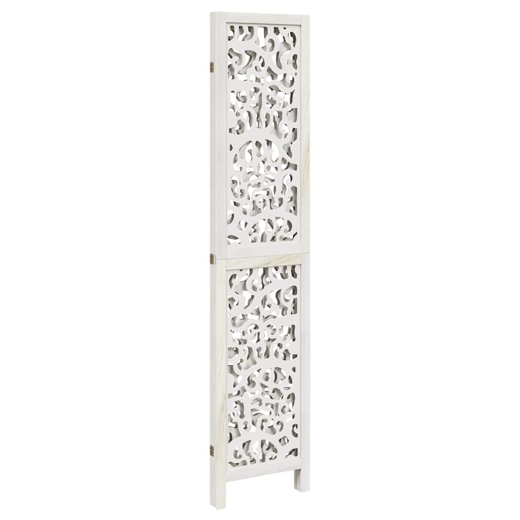 vidaXL Room Divider 3 Panels White Solid Wood Paulownia 5