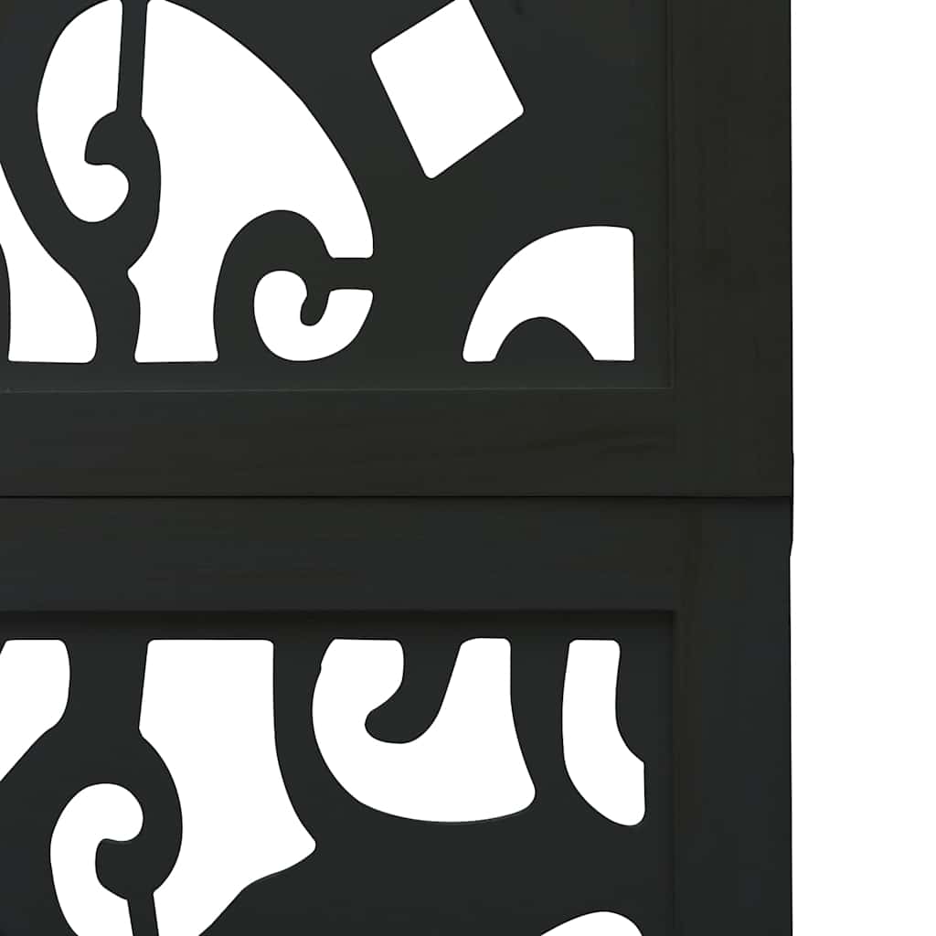 vidaXL Room Divider 3 Panels Black Solid Wood Paulownia 6