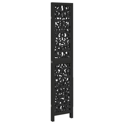 vidaXL Room Divider 3 Panels Black Solid Wood Paulownia 5