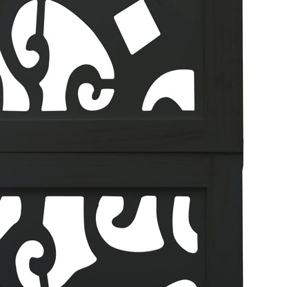 vidaXL Room Divider 3 Panels Black Solid Wood Paulownia 6
