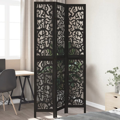 vidaXL Room Divider Panels Black Solid Wood Paulownia