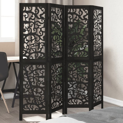 vidaXL Room Divider Panels Black Solid Wood Paulownia
