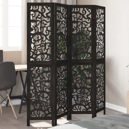 vidaXL Room Divider Panels Black Solid Wood Paulownia