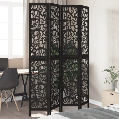 vidaXL Room Divider Panels Black Solid Wood Paulownia