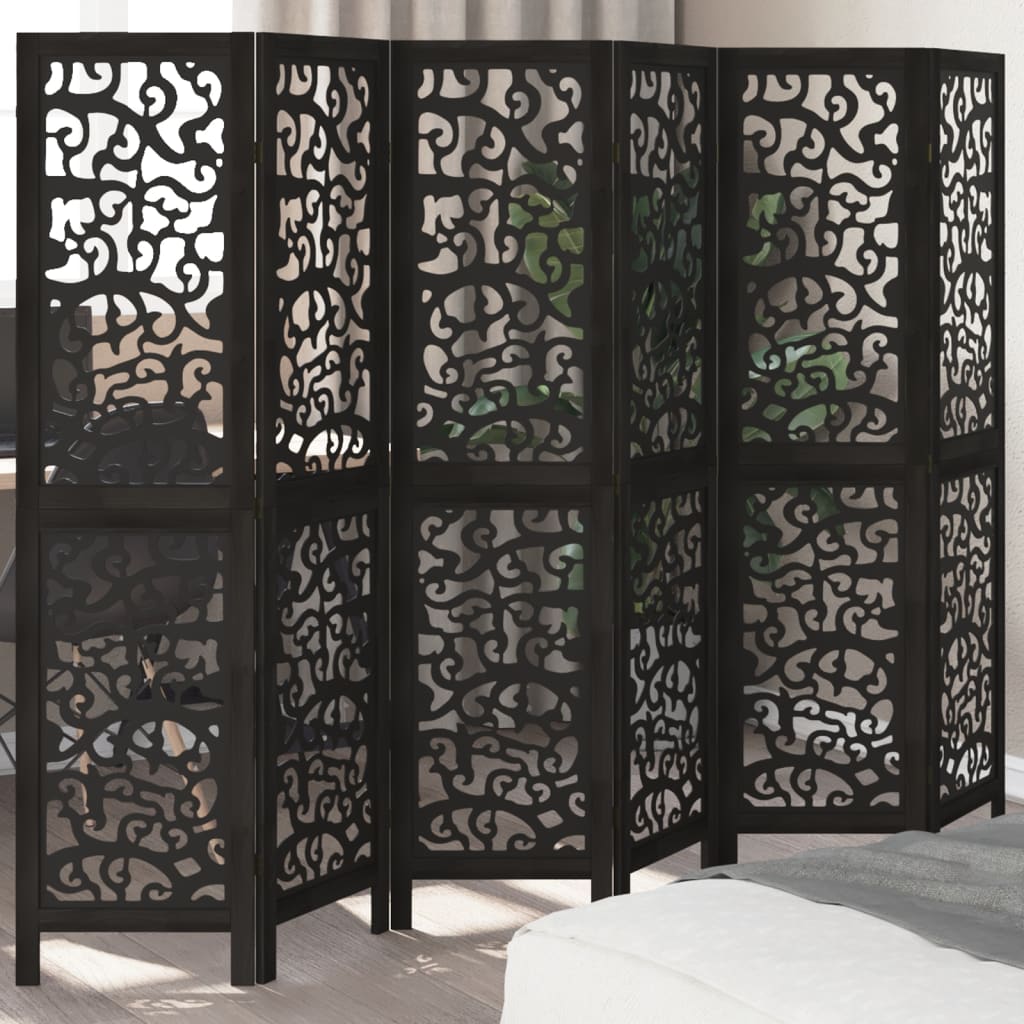 vidaXL Room Divider Panels Black Solid Wood Paulownia