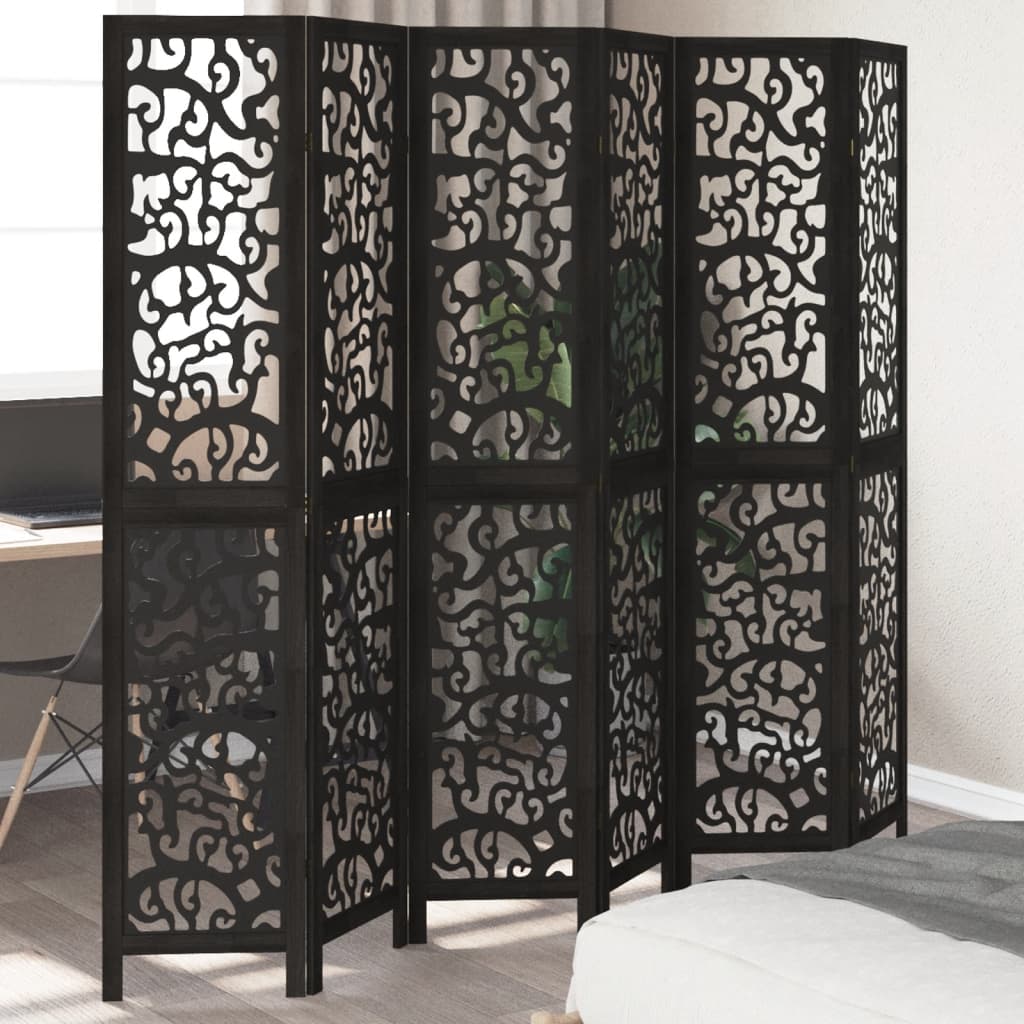vidaXL Room Divider Panels Black Solid Wood Paulownia